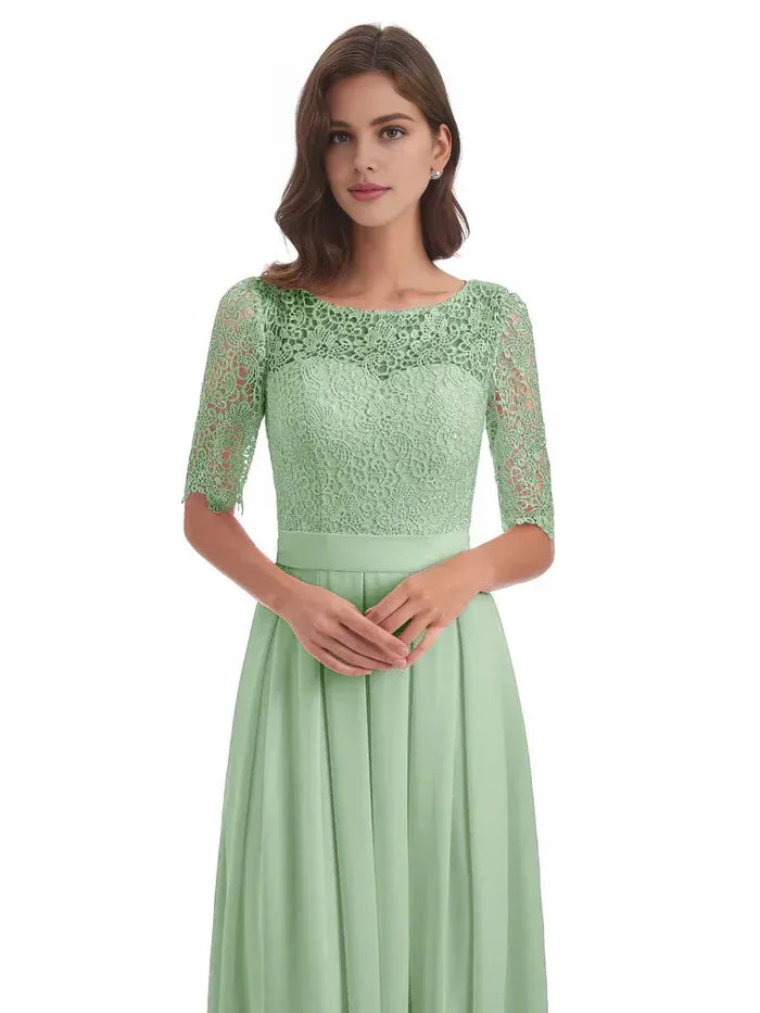 A-Line Chiffon Floor-Length Wedding Dress - Yihuiw by Yihuiw
