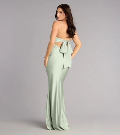 Mermaid Strapless Satin Cutout Floor-Length Wedding Dress - Yihuiw by Yihuiw