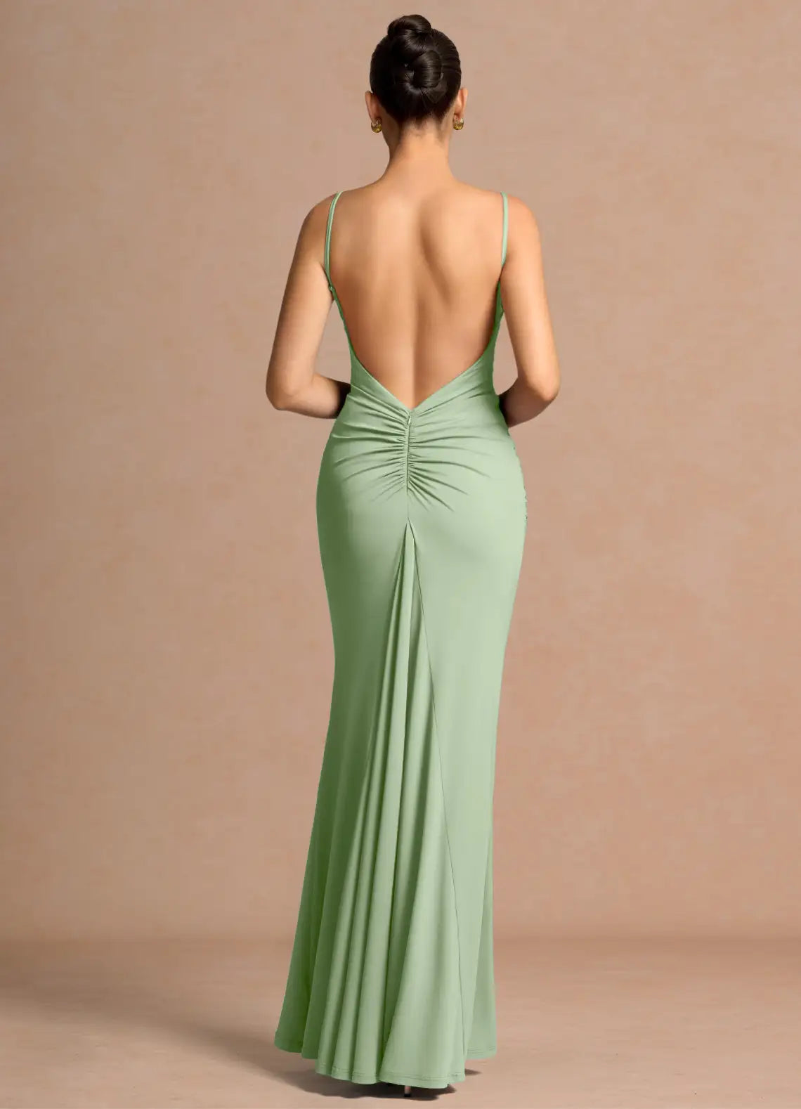 Mermaid Spaghetti Strap Ruched Floor-Length Wedding Dress - Yihuiw by Yihuiw