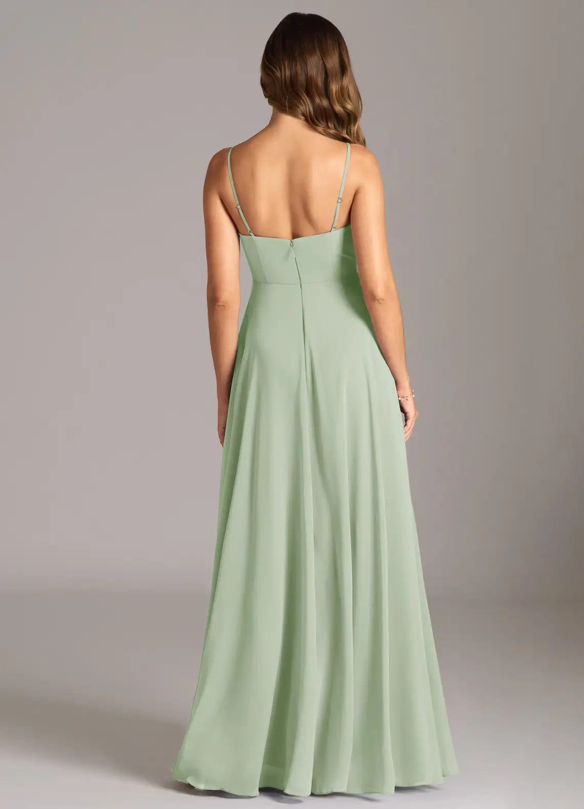 A-Line V-Neck Chiffon Floor-Length Wedding Dress - Yihuiw by Yihuiw