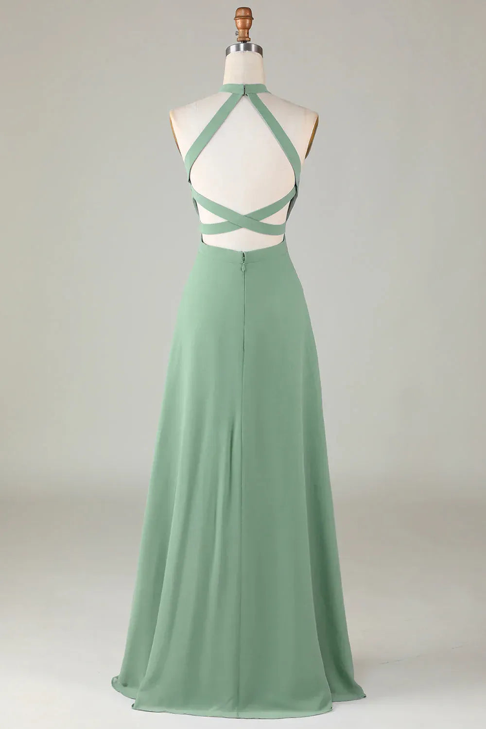 Halter Chiffon High Slit Wedding Dress - Yihuiw by Yihuiw