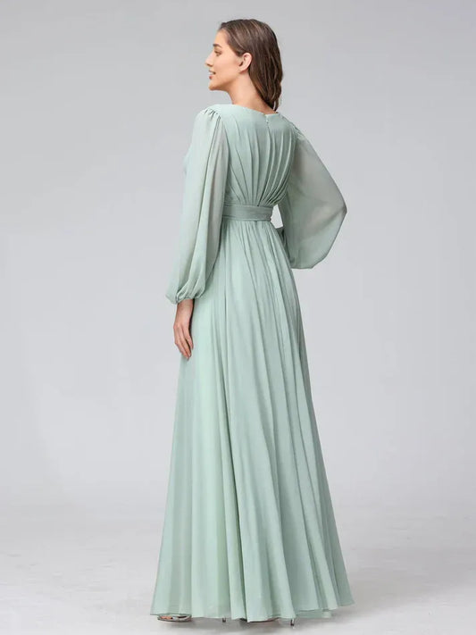 High Neck Chiffon High Slit Wedding Dress - Yihuiw by Yihuiw