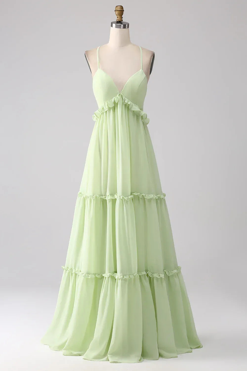 Spaghetti Strap Chiffon Ruffled Wedding Dress - Yihuiw by Yihuiw
