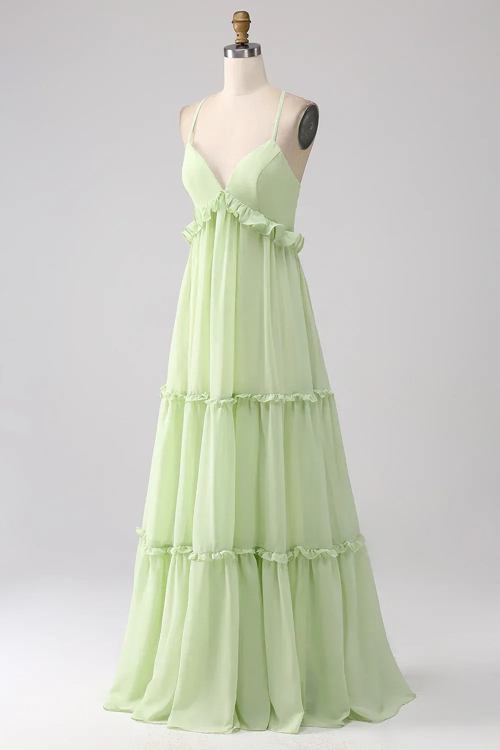 Spaghetti Strap Chiffon Ruffled Wedding Dress - Yihuiw by Yihuiw