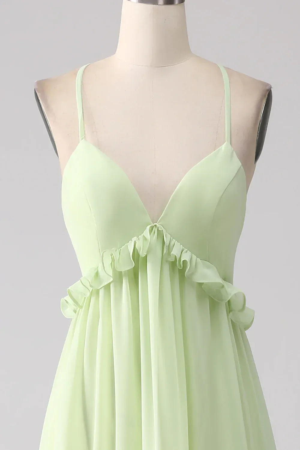 Spaghetti Strap Chiffon Ruffled Wedding Dress - Yihuiw by Yihuiw