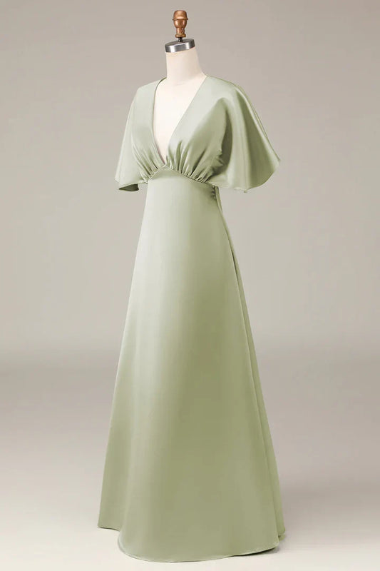 Empire Waist Satin Mini Wedding Dress - Yihuiw by Yihuiw