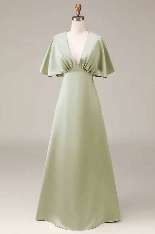 Empire Waist Satin Mini Wedding Dress - Yihuiw by Yihuiw
