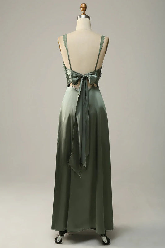 Mermaid Spaghetti Strap Satin Wedding Dress - Yihuiw by Yihuiw