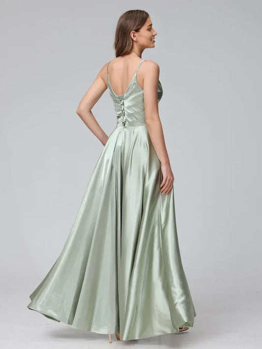 Spaghetti Strap Satin Wrap Wedding Dress - Yihuiw by Yihuiw