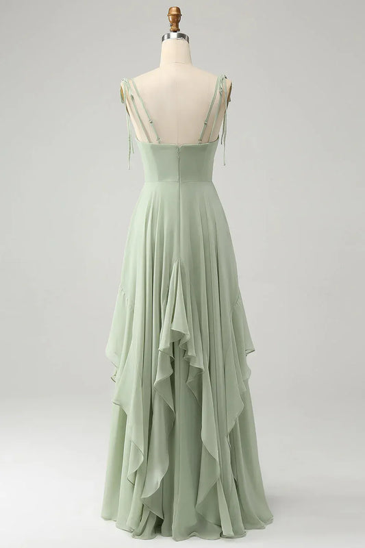 Spaghetti Strap Chiffon Ruffled Wedding Dress - Yihuiw by Yihuiw