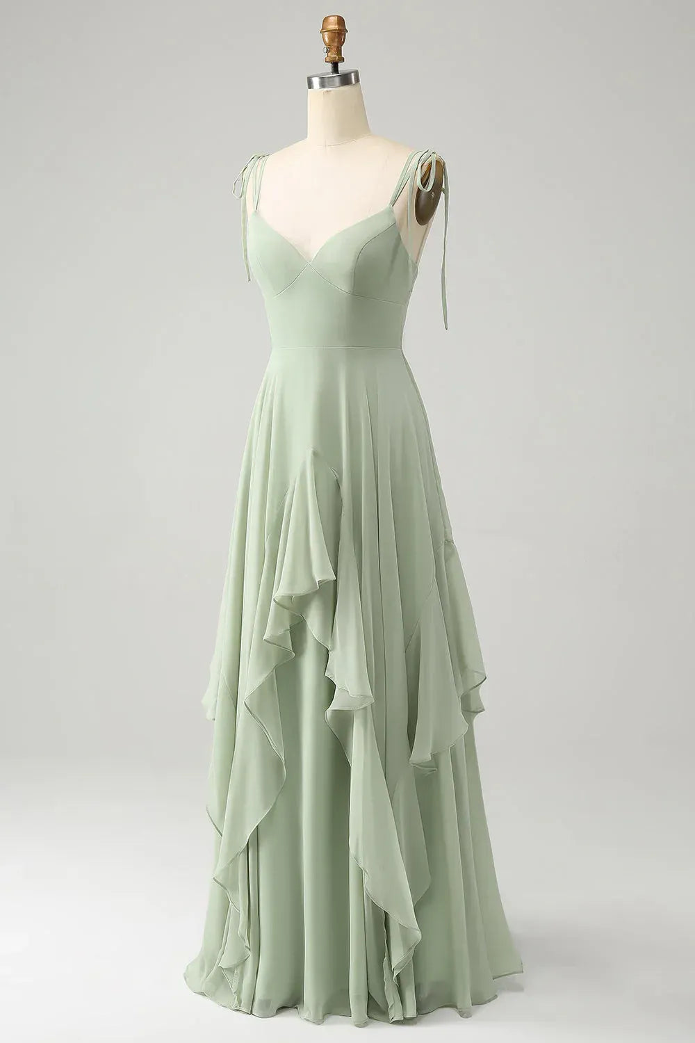 Spaghetti Strap Chiffon Ruffled Wedding Dress - Yihuiw by Yihuiw