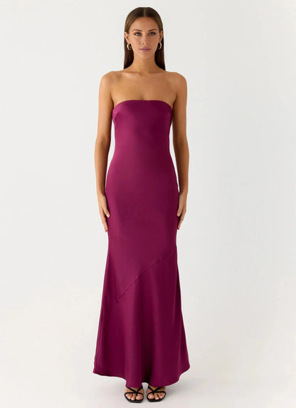 Satin-Smooth Off the Shoulder Neck Strapless Sleeveless Backless Mermaid Floor-Length Prom Dress by YiHuiw