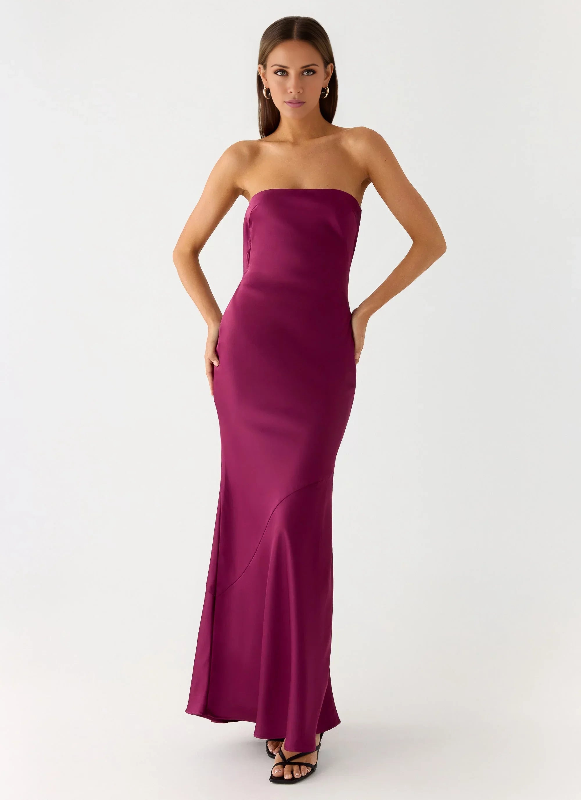 Satin-Smooth Off the Shoulder Neck Strapless Sleeveless Backless Mermaid Floor-Length Prom Dress
