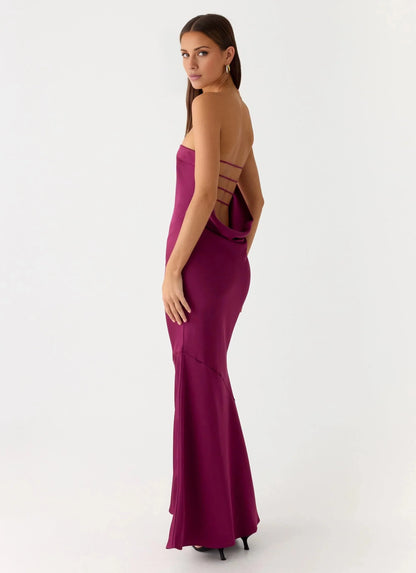 Satin-Smooth Off the Shoulder Neck Strapless Sleeveless Backless Mermaid Floor-Length Prom Dress by YiHuiw