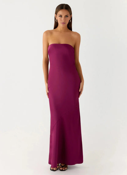 Satin-Smooth Off the Shoulder Neck Strapless Sleeveless Backless Mermaid Floor-Length Prom Dress by YiHuiw
