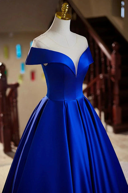 Satin Floor Length Prom Dress Elegant A-Line Evening Party Dress simple gentle atmospheric and unique desi Bring summer by YiHuiw
