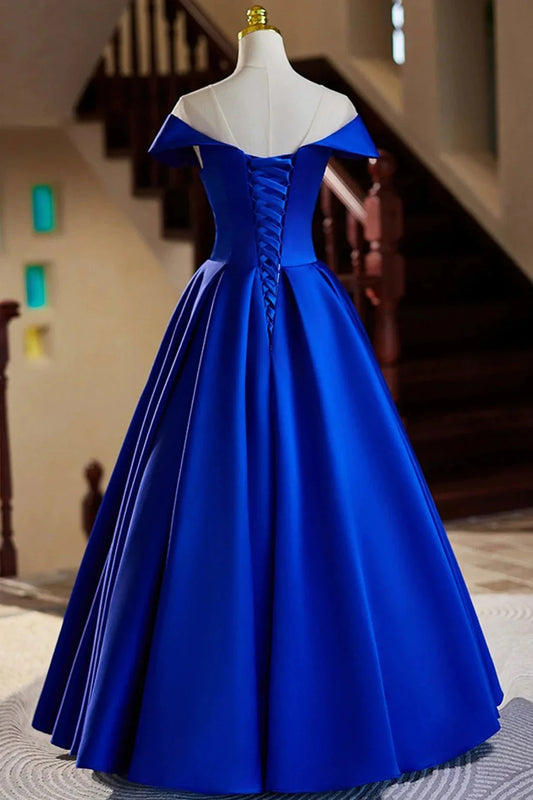Satin Floor Length Prom Dress Elegant A-Line Evening Party Dress simple gentle atmospheric and unique desi Bring summer by YiHuiw