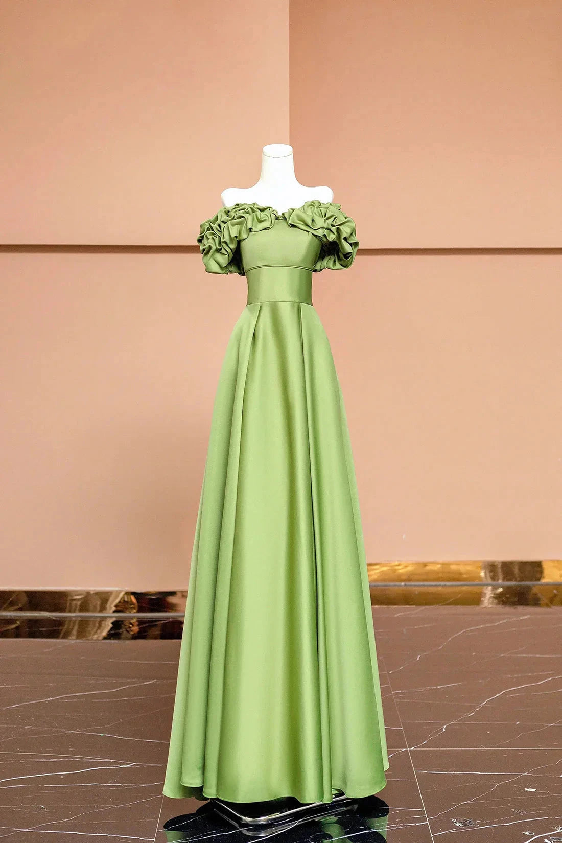 Satin Floor Length Prom Dress Off the Shoulder Evening Party Dress Simple Short Bridesmaid Dresses by YiHuiw