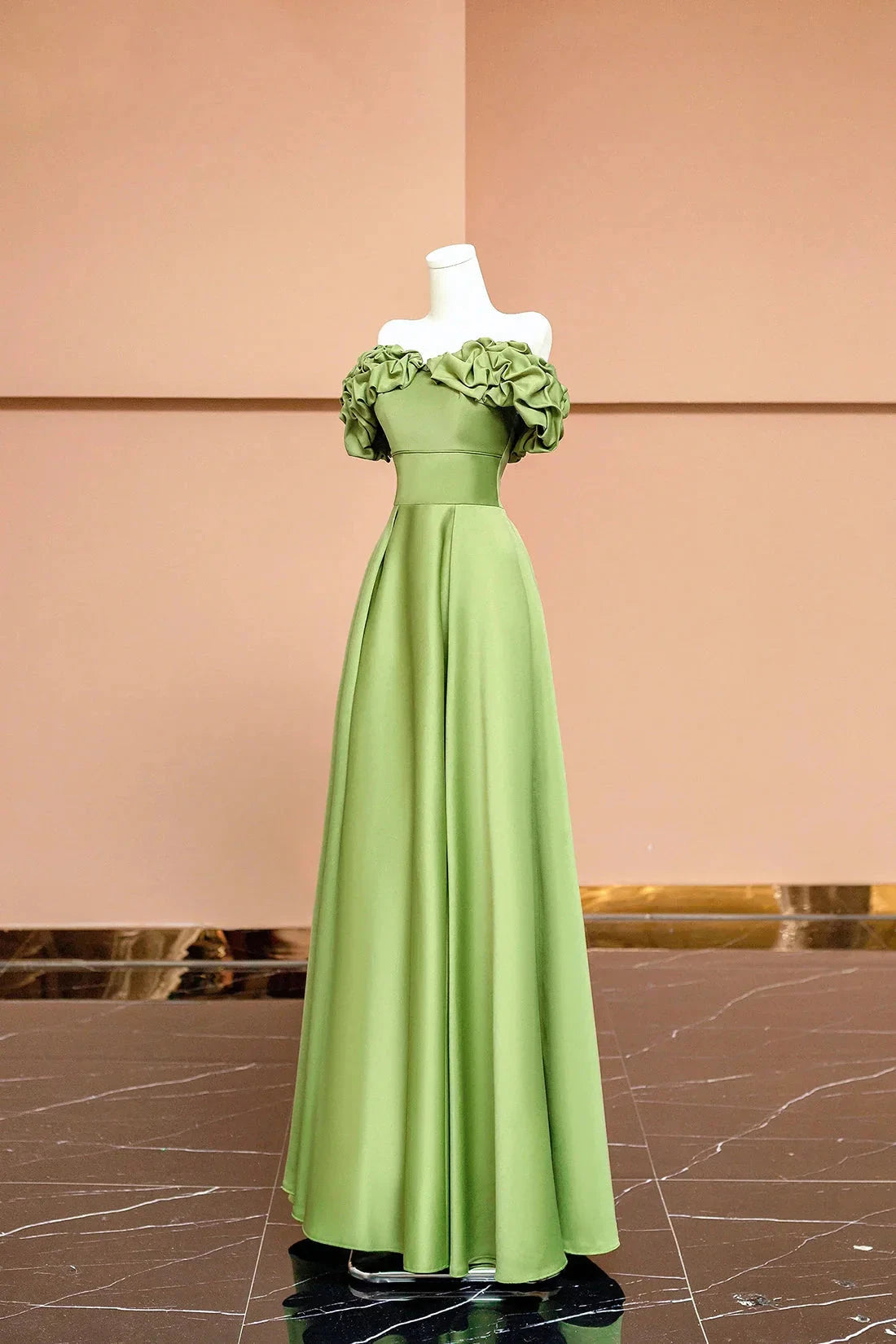 Satin Floor Length Prom Dress Off the Shoulder Evening Party Dress Simple Short Bridesmaid Dresses by YiHuiw