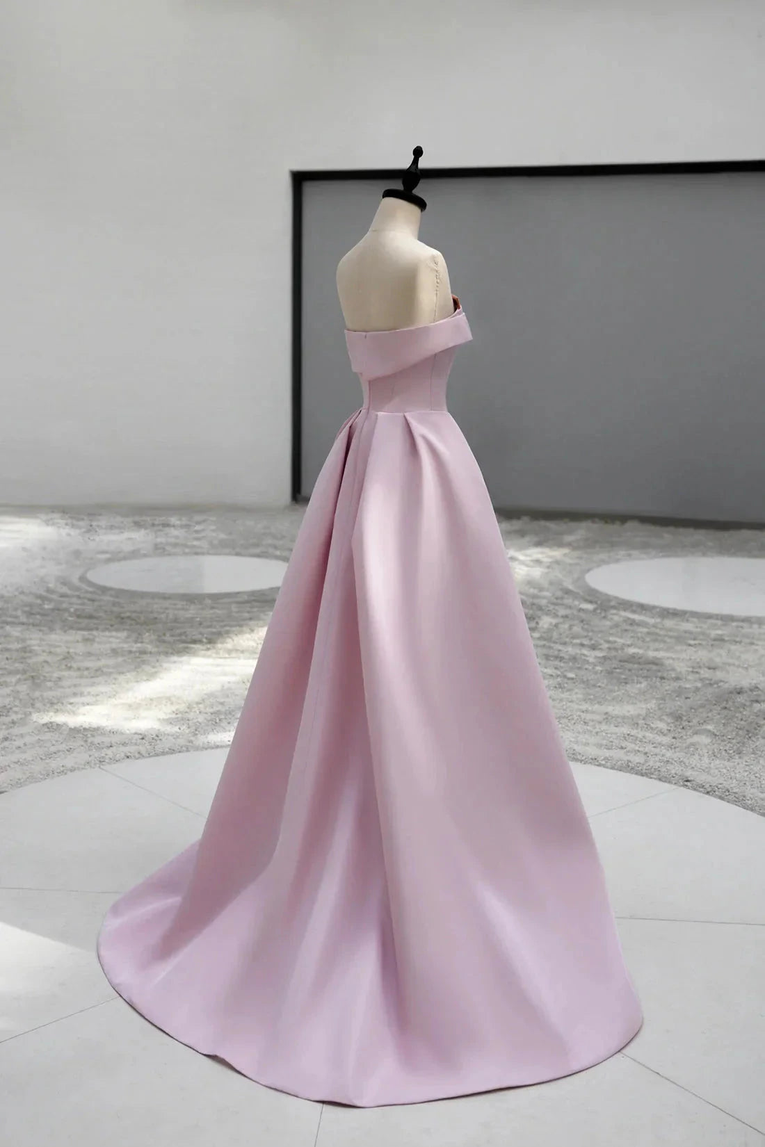 Satin Long A-line Prom Dress Pink Strapless Evening Party Dress simple gentle atmospheric and unique desi Bring summer by YiHuiw