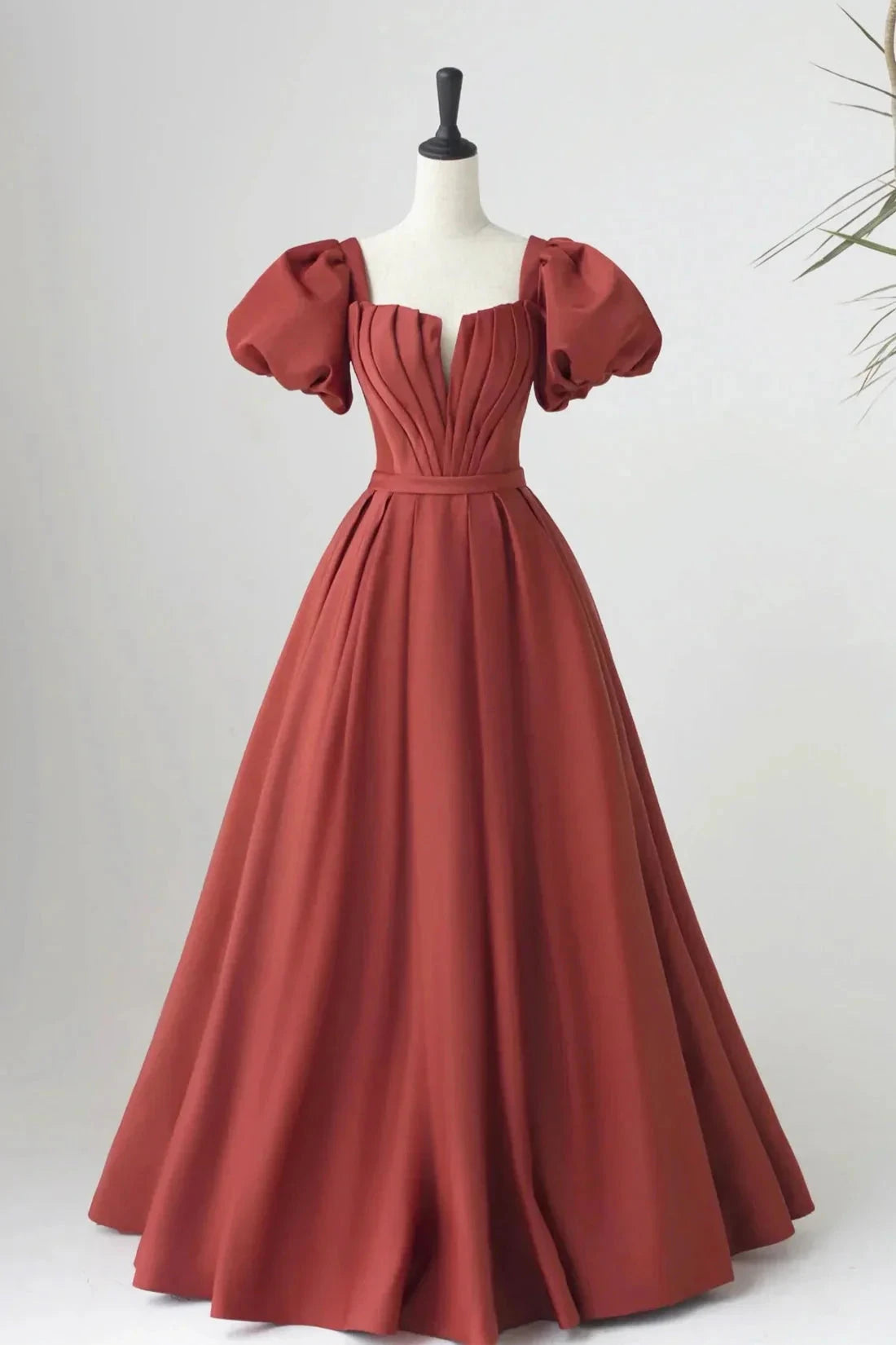 Satin Long Pleated Long Prom Dress Elegant Short Sleeve Evening Party Dress Discount Long Bridesmaid Dresses by YiHuiw