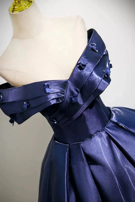 Satin Long Prom Dress A-Line Off the Shoulder Evening Party Dress simple gentle atmospheric and unique desi Brin by YiHuiw