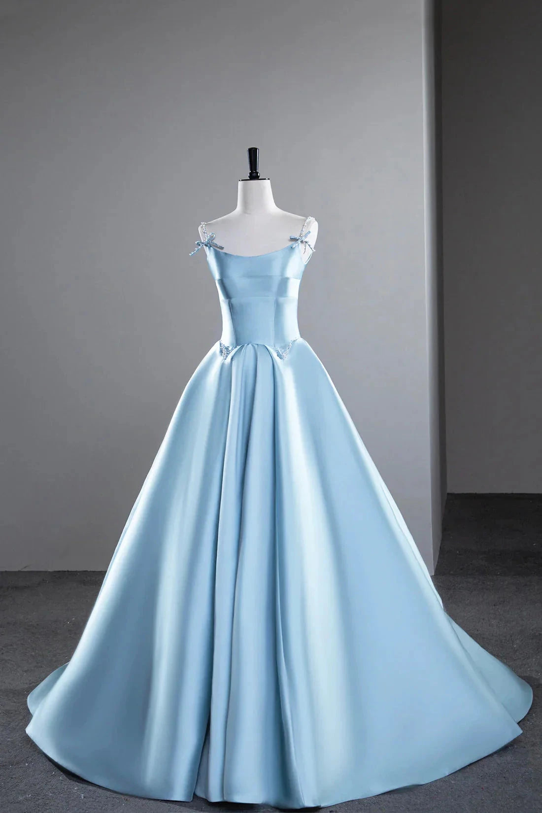 Satin Long Prom Dress A-Line Spaghetti Strap Evening Party Dress simple gentle atmospheric and unique desi Bring summer by YiHuiw