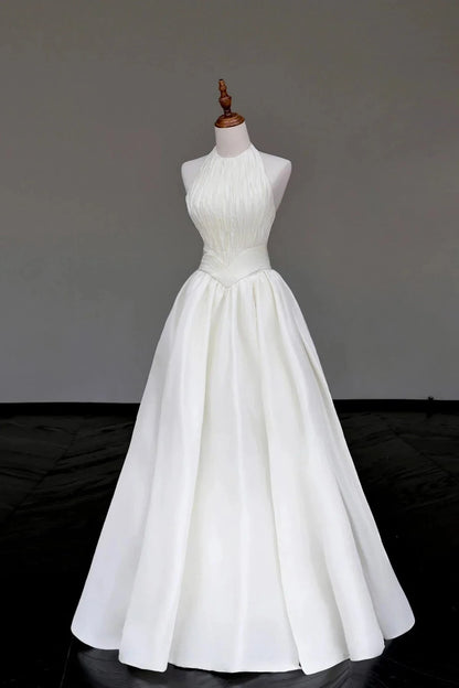 Satin Long Prom Dress Elegant A-Line Evening Formal Dress simple gentle atmospheric and unique desi Brin by YiHuiw