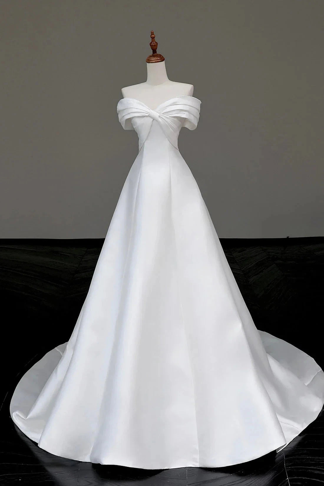 Satin Long Prom Dress, Off the Shoulder A-Line Evening Party Dress simple gentle atmospheric and unique desi Bring summer by YiHuiw