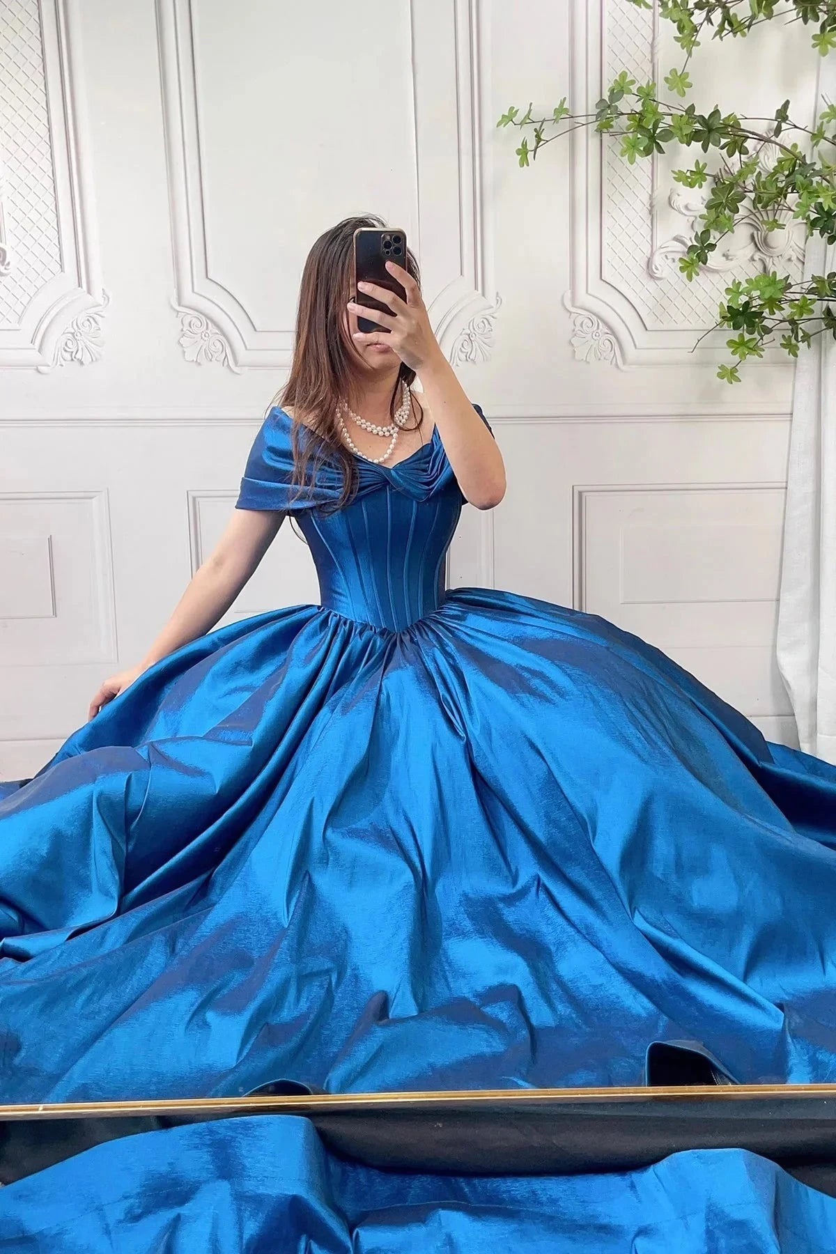 Satin Long Prom Dress with Corset Beautiful Off the Shoulder Evening Party Dress simple gentle atmospheric and unique desi Brin by YiHuiw