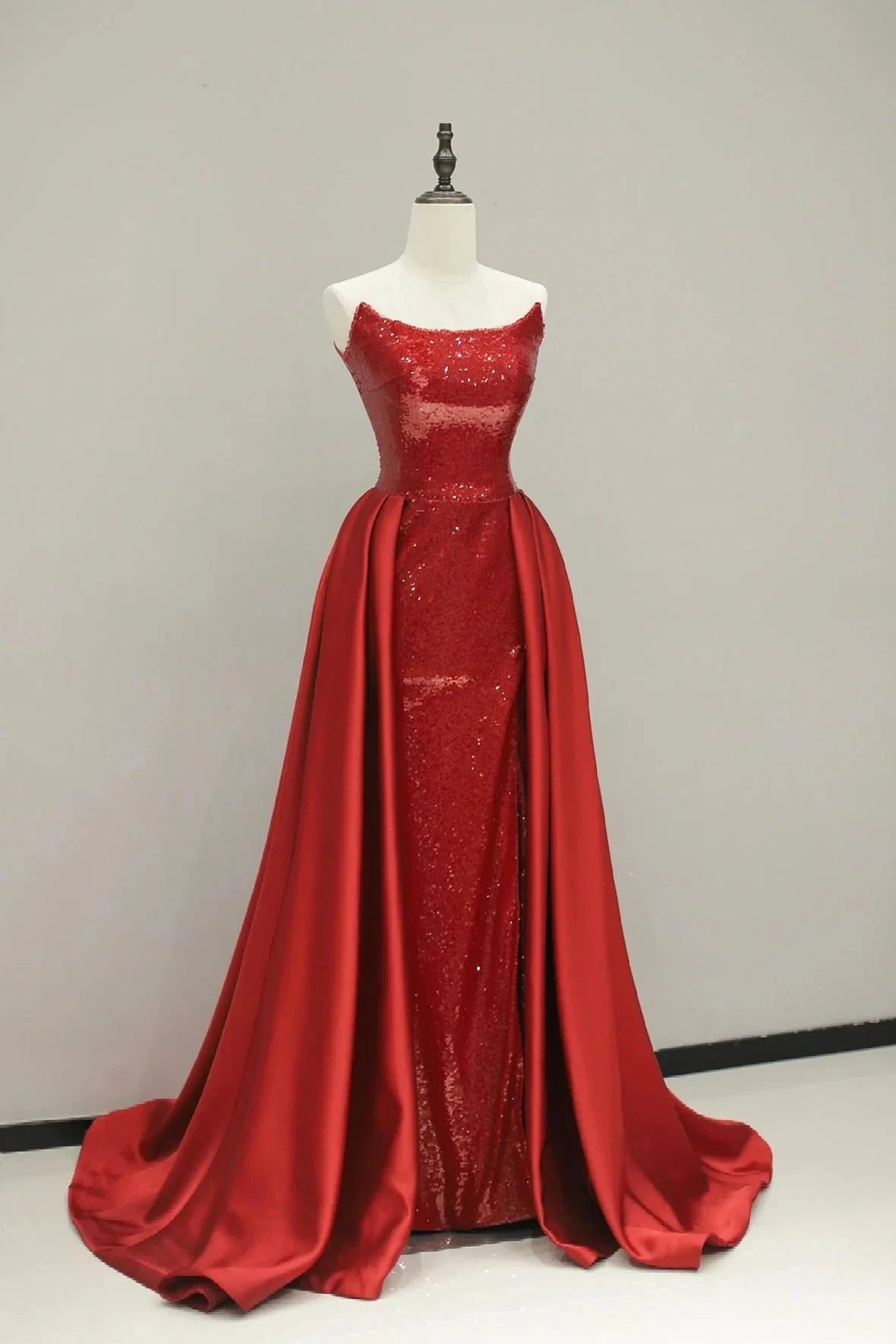 Satin Sequins Long Prom Dress Elegant A-Line Evening Party Dress simple gentle atmospheric and unique desi Brin by YiHuiw
