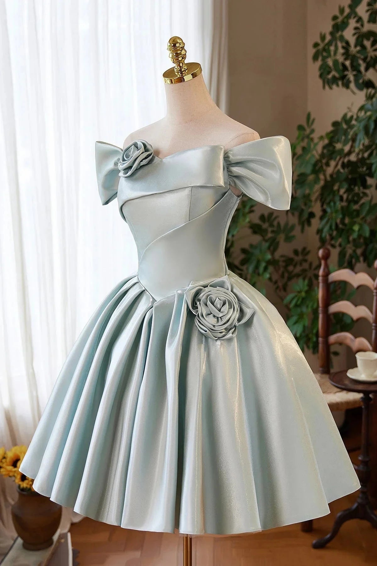 Satin Short Prom Dress Cute A-Line Homecoming Party Dress simple gentle atmospheric and unique desi Brin by YiHuiw