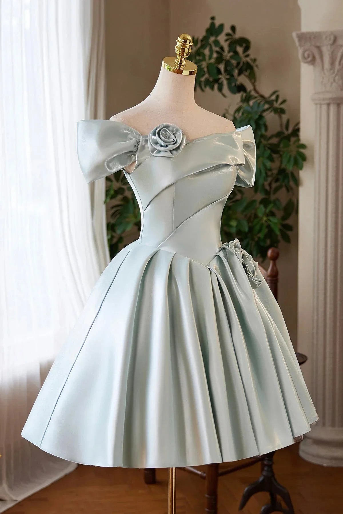 Satin Short Prom Dress Cute A-Line Homecoming Party Dress simple gentle atmospheric and unique desi Brin by YiHuiw