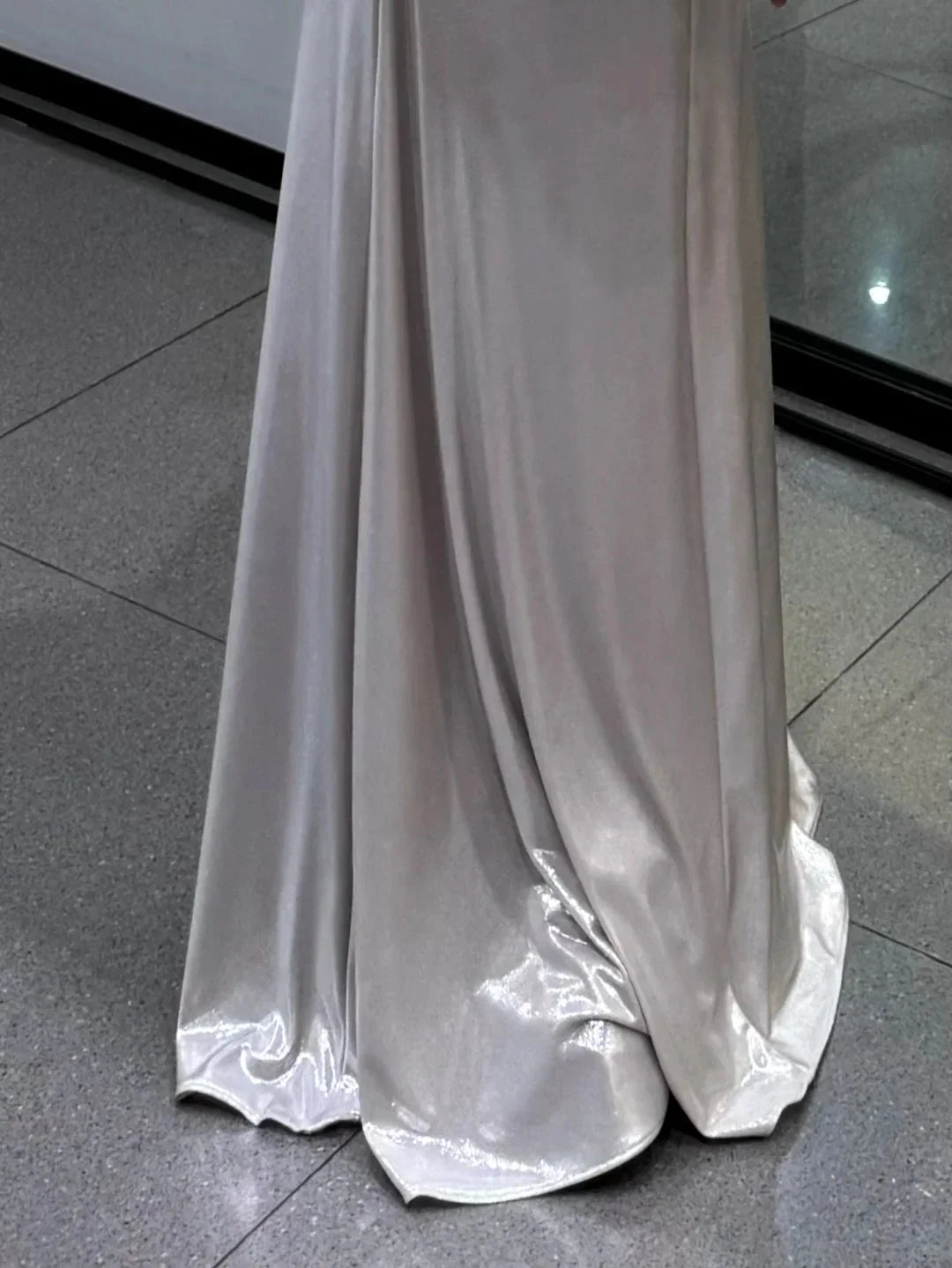 Satin Spaghetti-Strap Cowl Neck Ruched Bodice Open-Back Floor-Length Train Glamorous Formal Evening Dress by YiHuiw