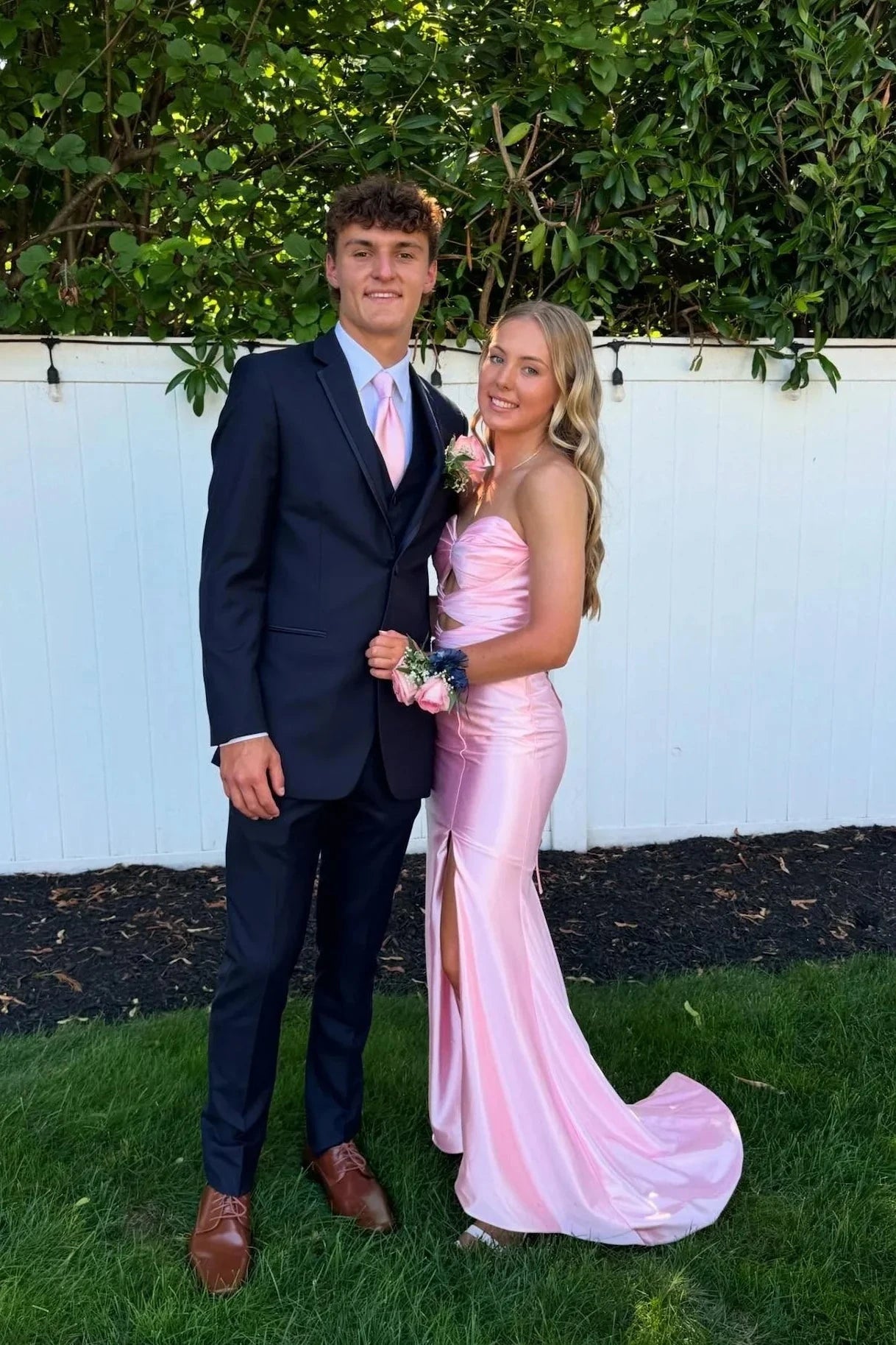 Satin Strapless Sweetheart Cutout Bodice Ruched High-Slit Mermaid Train Prom Dress by JiMiss Dresses