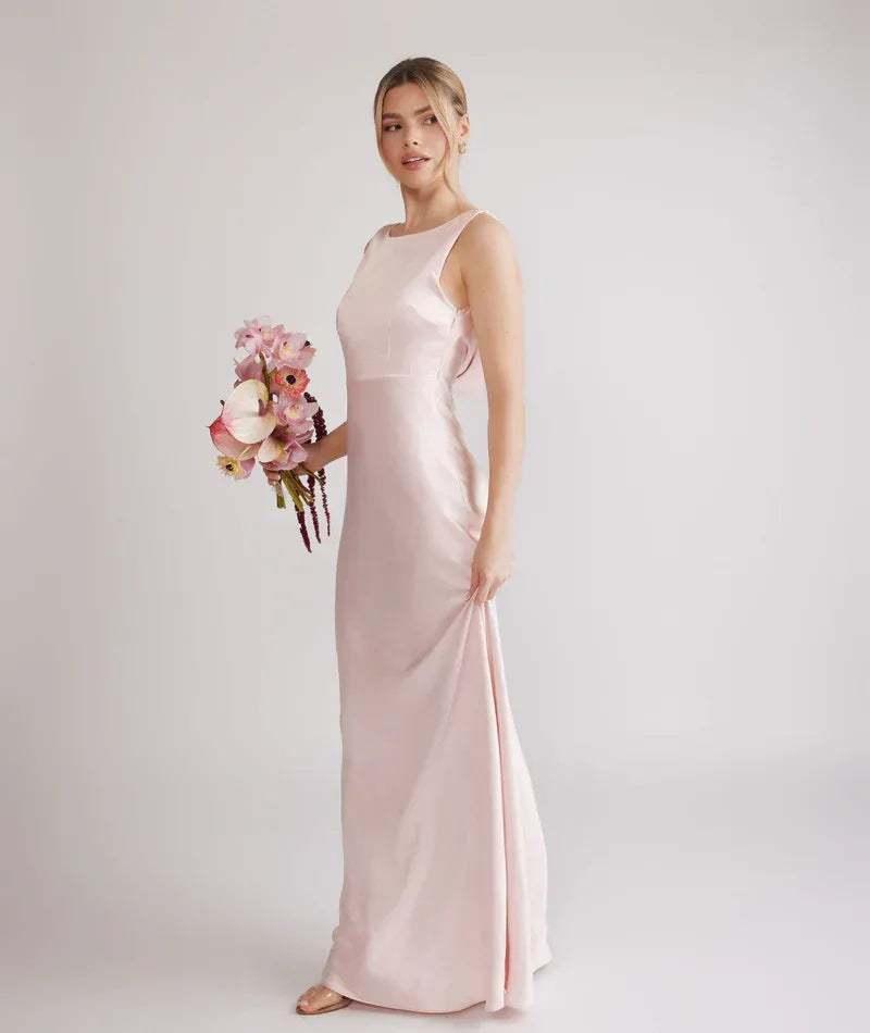 Mermaid Cowl Neck Satin Open Back Wedding Dress - Yihuiw by Yihuiw
