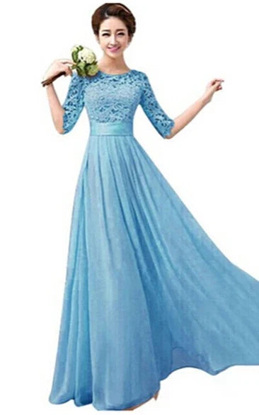 Lace Floor-Length Wedding Gown - Yihuiw by Yihuiw