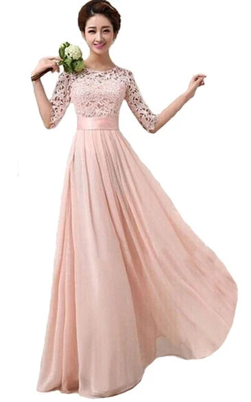 Lace Floor-Length Wedding Gown - Yihuiw by Yihuiw