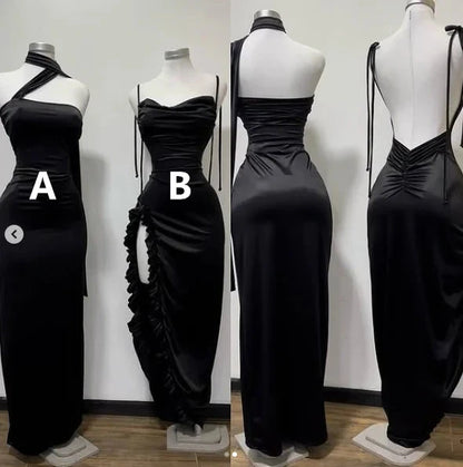 Sexy Black Sheath Prom Dresses Gala Dress Woman for Party simple gentle atmospheric and unique desi Bring summer colors to enhance whiteness by YiHuiw