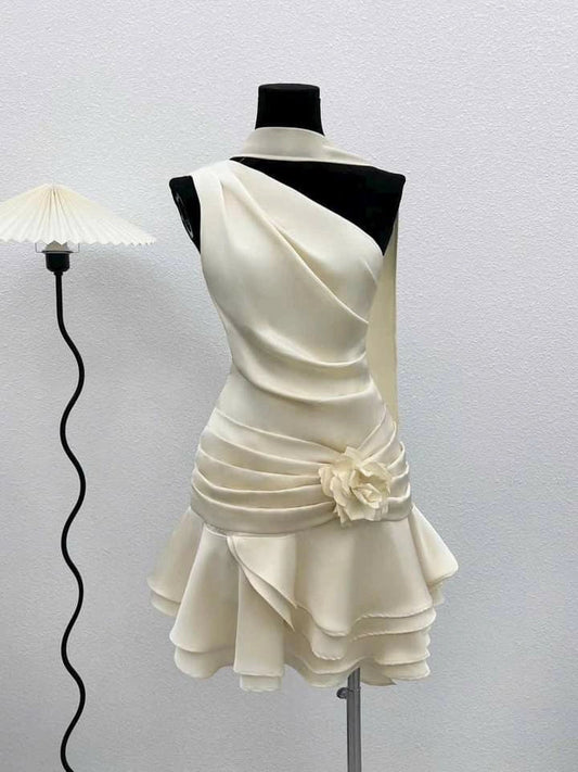 Sexy Sheath One Shoulder Short Mini Formal 8th Grade Homecoming Dresses Middle School Short Cocktail Dress Hoco Outfits simple gentle atmospheric and unique desi Bring summer colors to enhance whiteness by YiHuiw