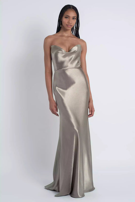 Sexy and charming heart-shaped collar tight corset, off shoulder slanted skirt, scarf collar, natural waist seam, Bridesmaid Dresses