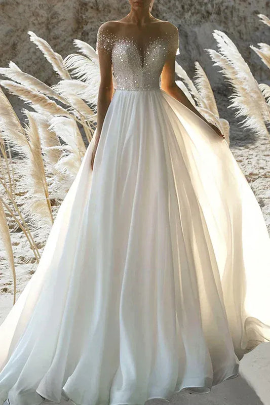 A-Line Sweetheart Floor-Length Wedding Dress - Yihuiw by Yihuiw