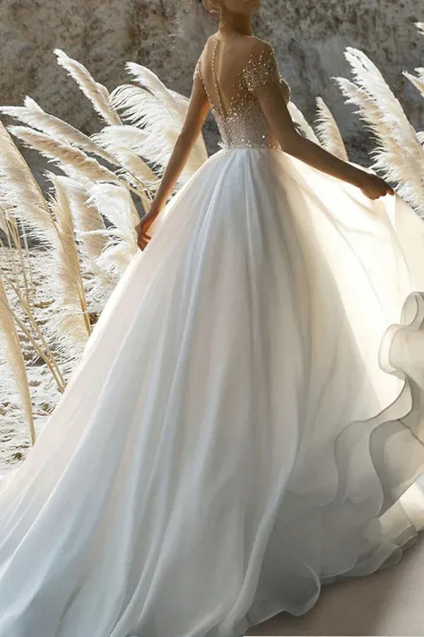A-Line Sweetheart Floor-Length Wedding Dress - Yihuiw by Yihuiw