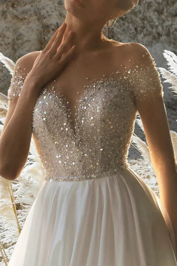 A-Line Sweetheart Floor-Length Wedding Dress - Yihuiw by Yihuiw