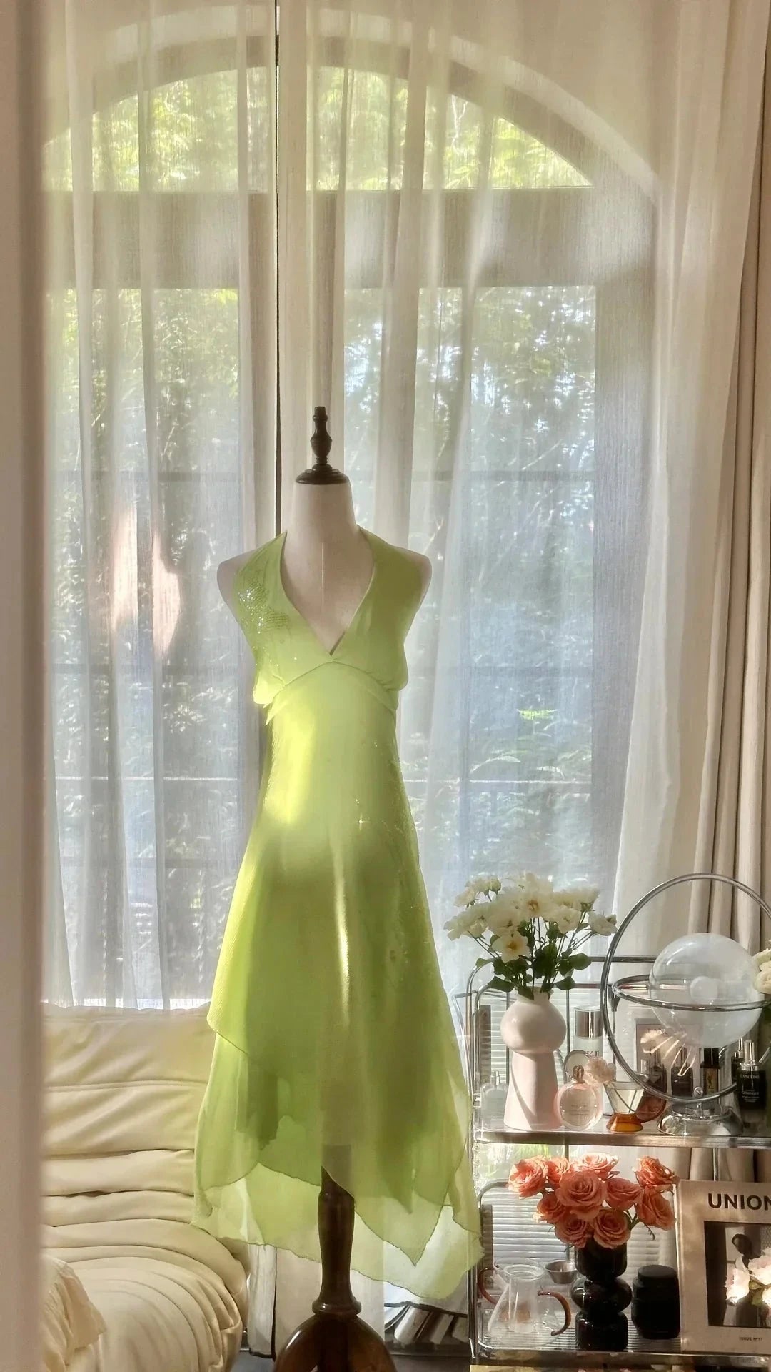 Shiny Fashion Elegant Exquisite Beading Long Chiffon Fairy Ball Gown Evening Dress simple gentle atmospheric and unique desi Bring summer colors to enhance whiteness by YiHuiw