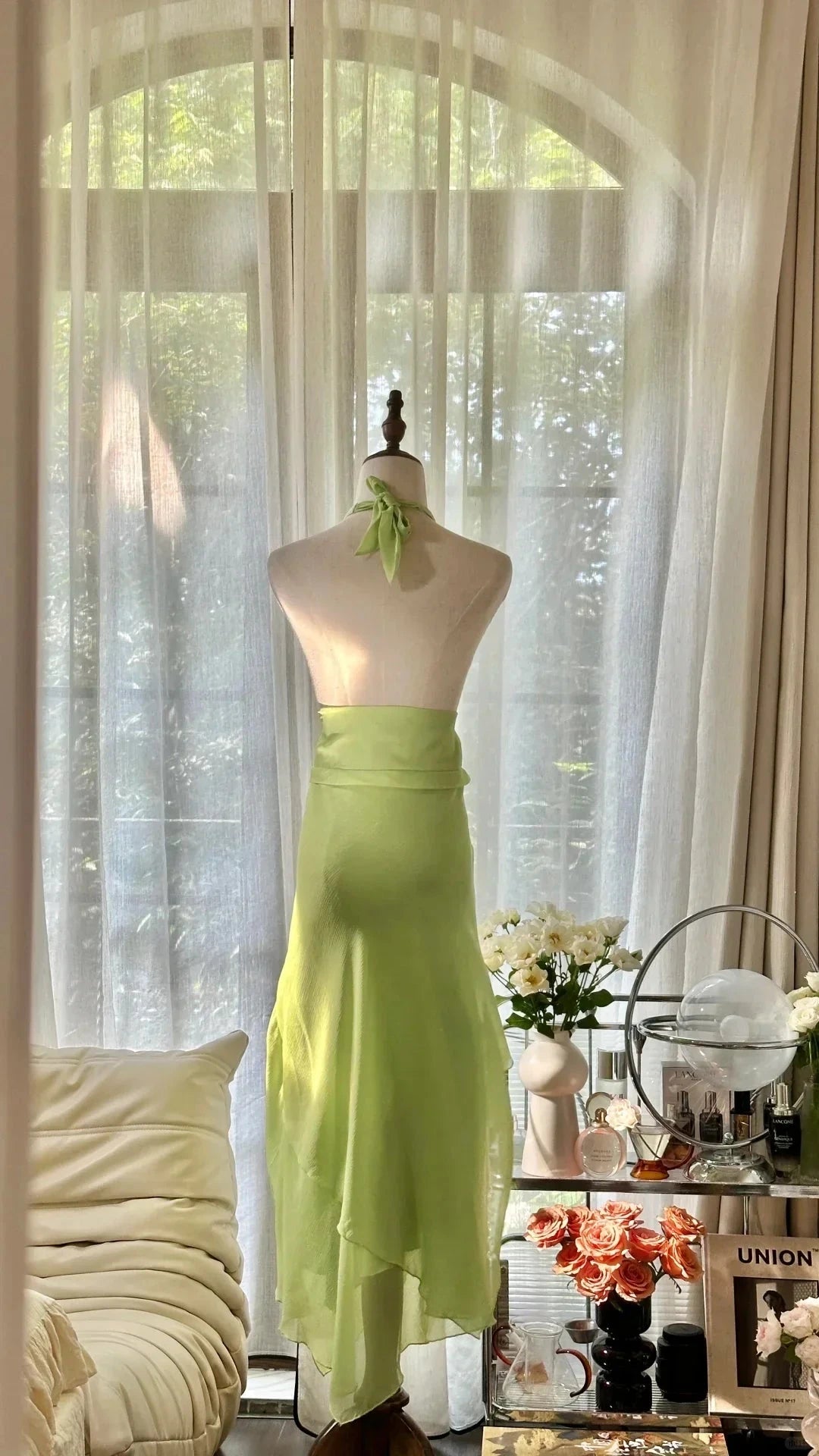 Shiny Fashion Elegant Exquisite Beading Long Chiffon Fairy Ball Gown Evening Dress simple gentle atmospheric and unique desi Bring summer colors to enhance whiteness by YiHuiw
