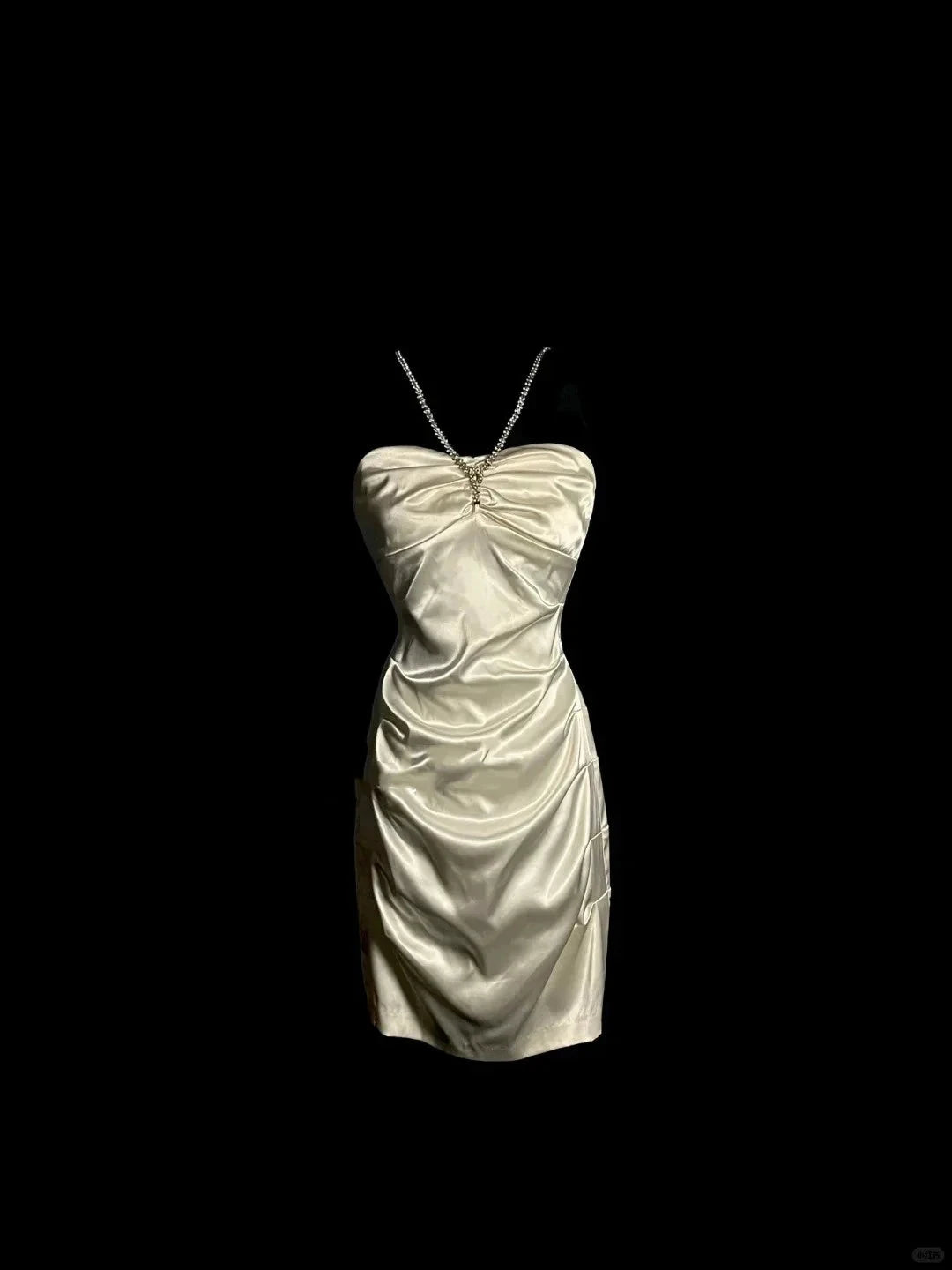 Shiny Fashion Suspender Short Satin Homecoming Dress Birthday Party Dress simple gentle atmospheric and unique desi Bring summer colors to enhance whiteness by YiHuiw