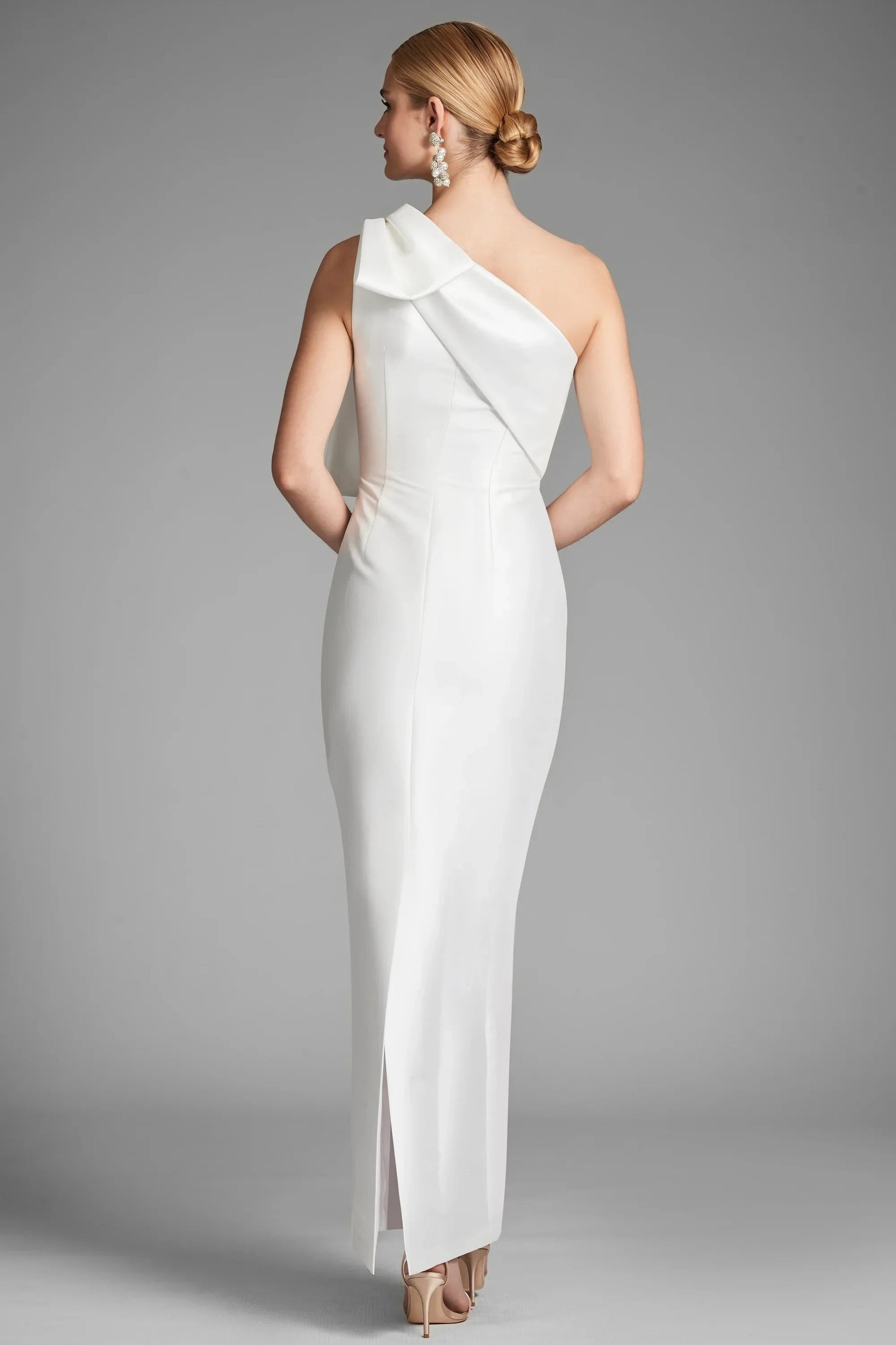 Shoulder Bow Sheath One Shoulder Sleeveless Zipper Back Floor Length For Women Evening Dress by YiHuiw