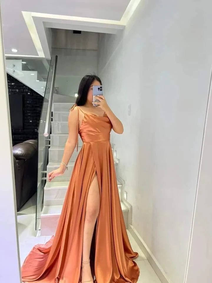 Simple A-line Satin Prom Dress,Evening Dresses for Weddings simple gentle atmospheric and unique desi Bring summer colors to enhance whiteness by YiHuiw