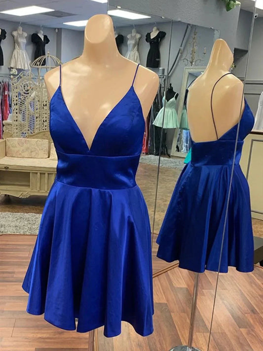 Simple A Line V Neck Short Prom Dresses, V Neck Short Formal Homecoming Dresses simple gentle atmospheric and unique desi Bring summer colors to enhance whiteness by YiHuiw